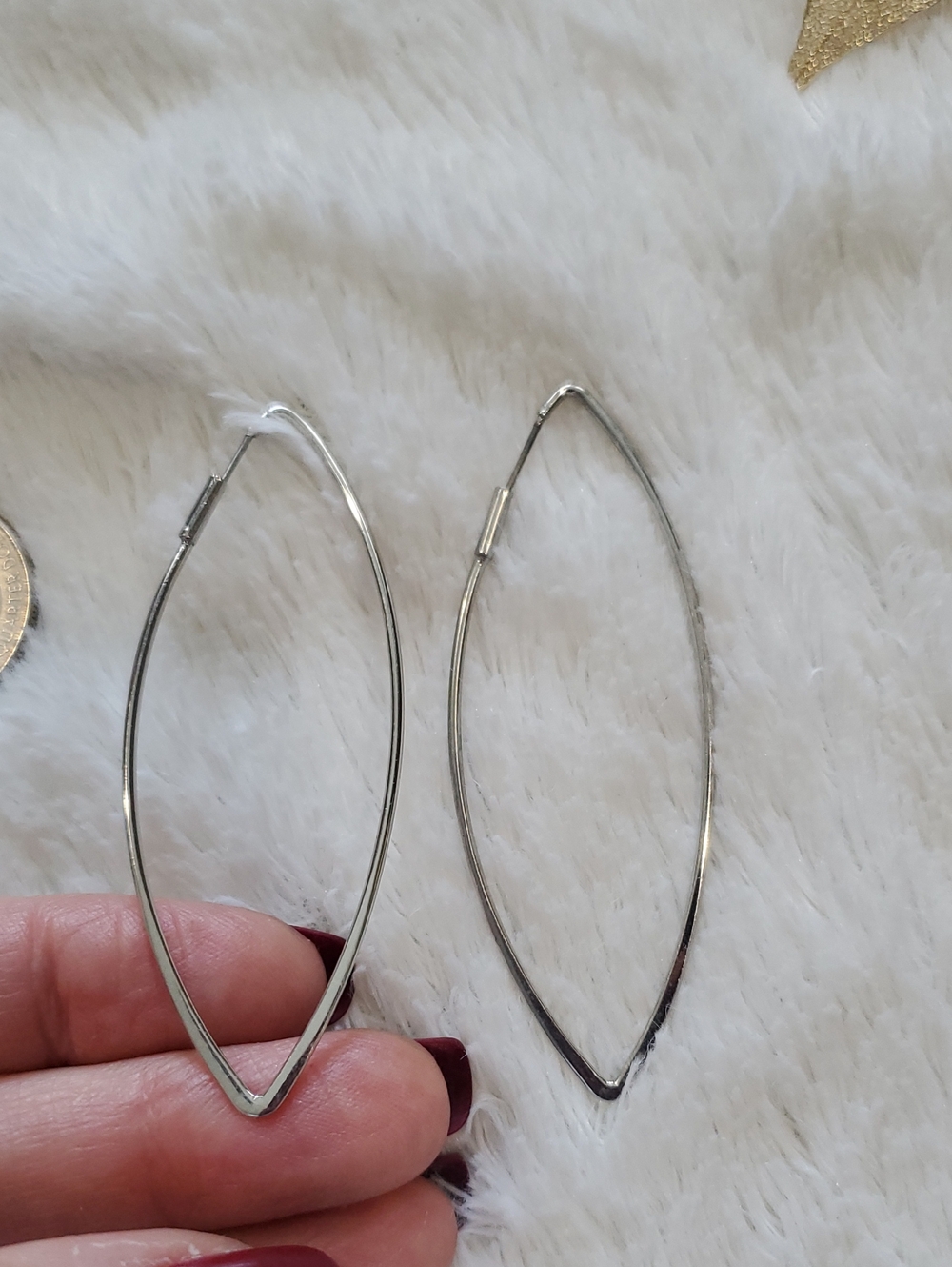 Sterling Silver Marquise Hoop Earrings - Elegant Silver Women's Jewelry